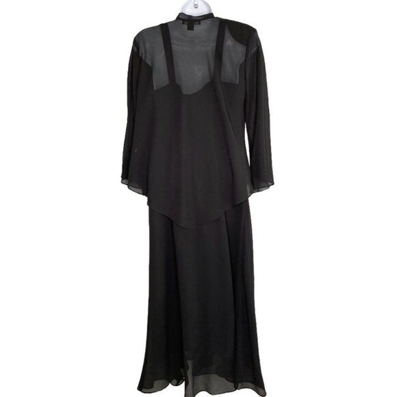 R&M Richards Black 2 Piece Set Dress Jacket Beaded 6P 6 Petite MOB MOG Formal‎ - Picture 5 of 11